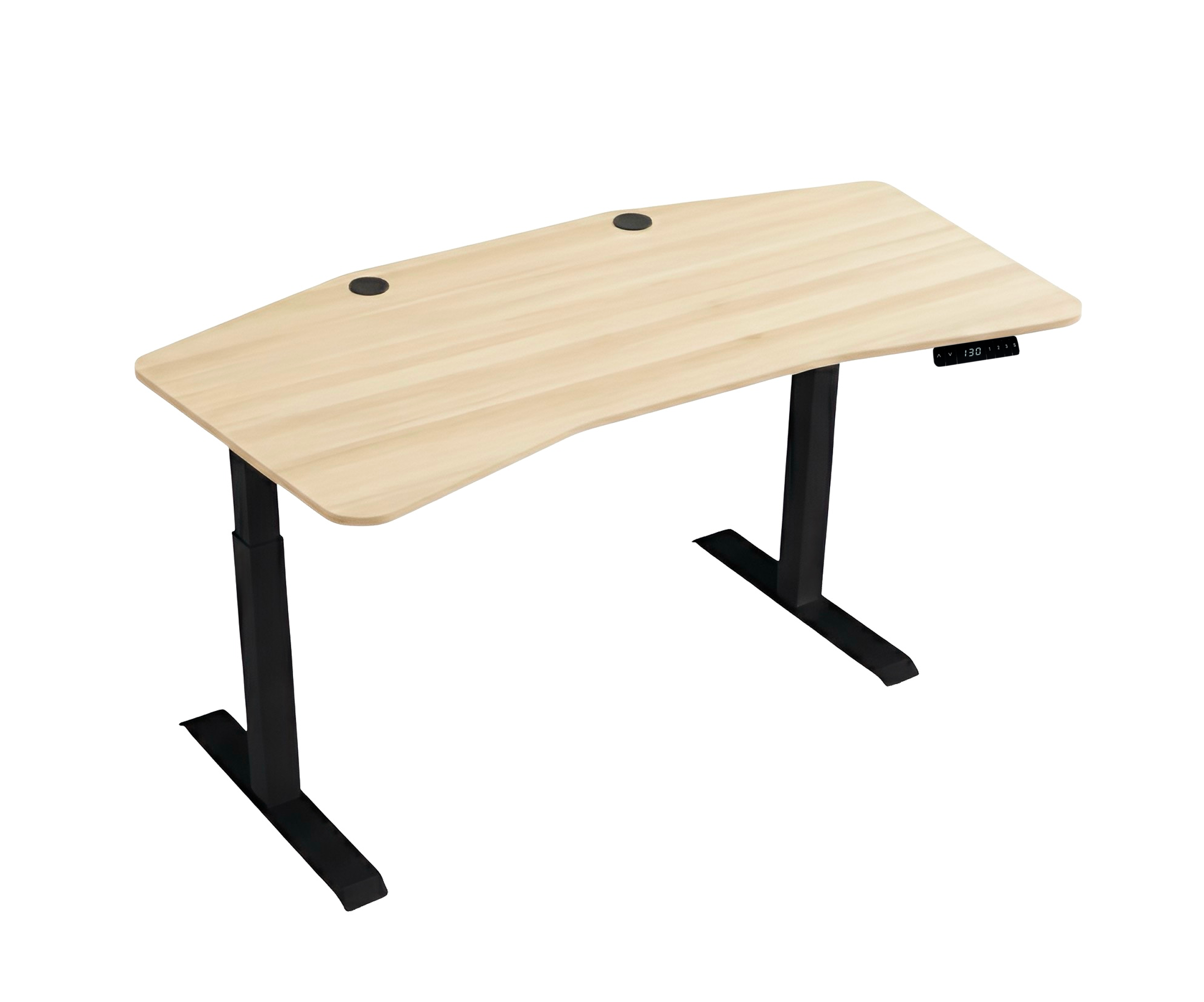 Стіл з електричним регулюванням висоти, двомоторний 3-ступеневий, з двома заглушками та ергономічною стільницею, АЛМАНТ, 1800х900х638-1288 мм.